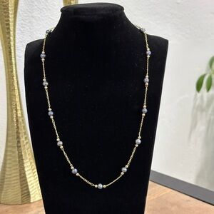 18k 750 Gold Necklace with Gray and Gold Beads